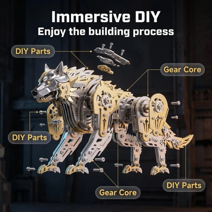Mechanical Wolf 3D Metal Model Kit DIY Articulated Puzzle for Adults and Kids Floatingcity gear