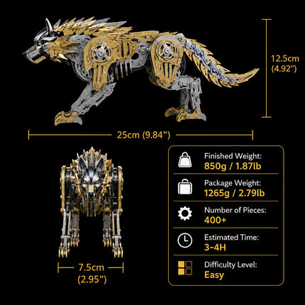 Mechanical Wolf 3D Metal Model Kit DIY Articulated Puzzle for Adults and Kids Floatingcity gear