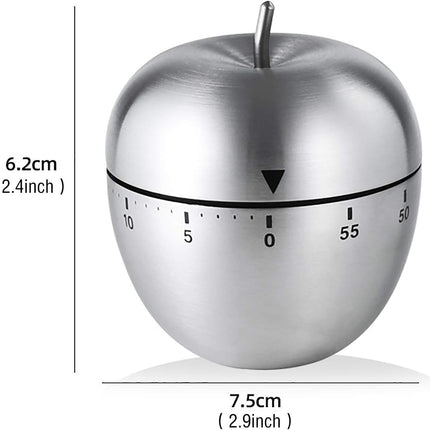 Egg  Apple Timer Stainless Steel Mechanical Rotating Alarm Floatingcity