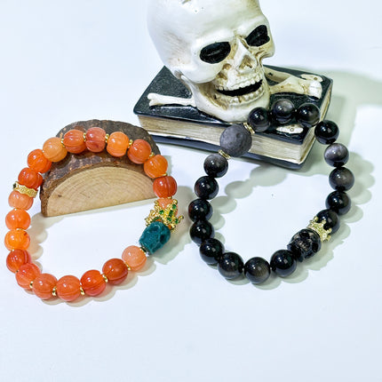 Halloween Special Edition Crown Skull Crystal Bracelet Floatingcity